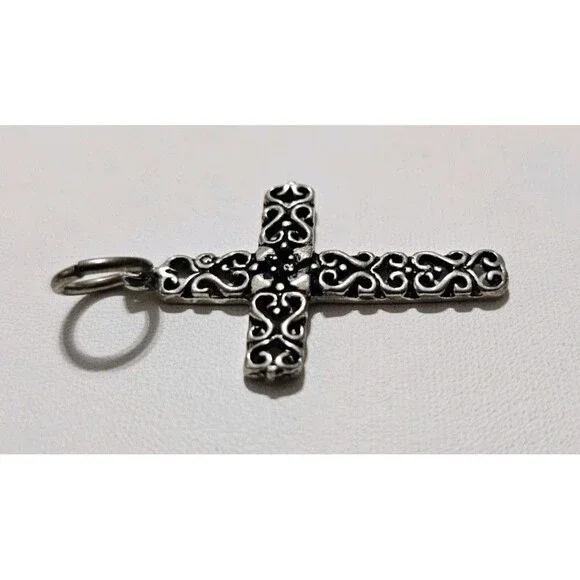 Vintage Sterling Silver Filigree Cross, Religious Jewelry, Christian Cross - Picture 2 of 6